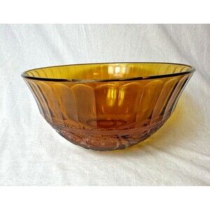 1970s Imperial Glass Tiara Daisy Sandwich Amber Punch Bowl – 12” x 7”